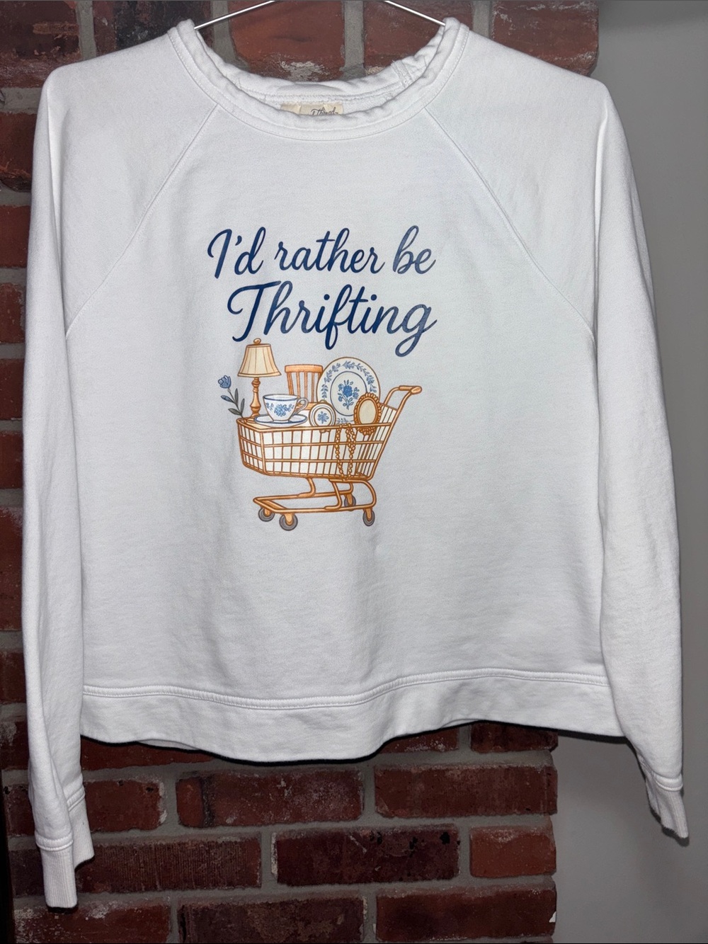 “I'd Rather Be Thrifting” Custom  Oversized Crewneck Sweatshirt Women’s X-Large